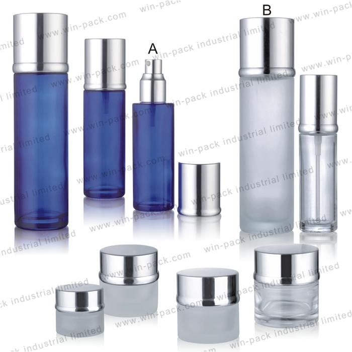 30ml 40ml 60ml 100ml 120ml 150ml Luxury Blue Clear Glass Cosmetic Packaging Body Lotion Bottles Wholesale