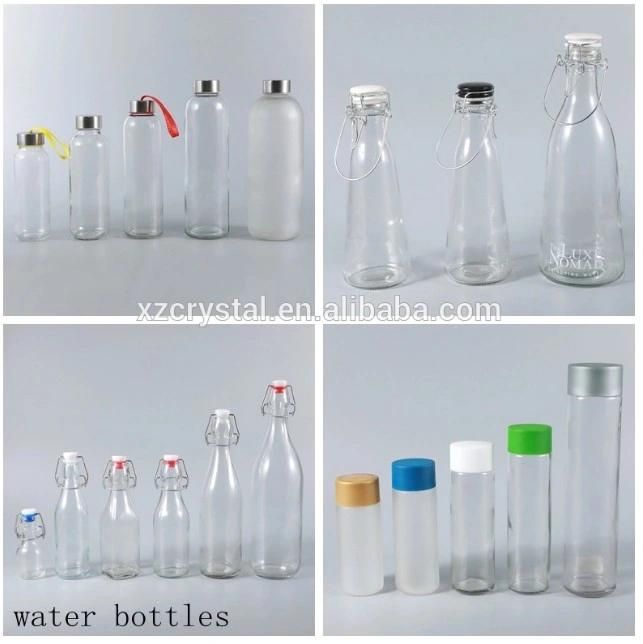 500ml 16oz Round Transparent Milk Packaging Glass Bottle with Metal Caps