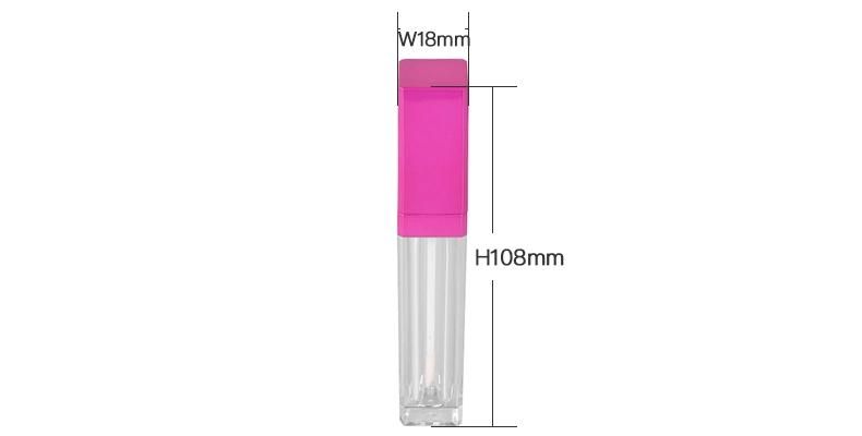 High Tech 6ml New Arrival Pink Top with LED Light Transparent Tubes Clear Plastic Lip Gloss Packaging Lip Gloss Tubes with Mirror