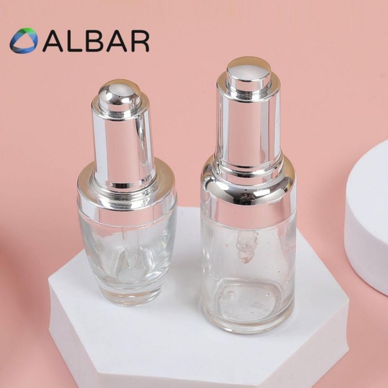 Oval Round and Flat Shoulder Clear Glass Bottles for Face and Body Serum Oil Liquid