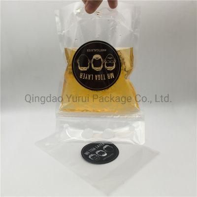 Juice Sealed Drink Pouches Clear Reclosable Hand Held Zipper Plastic Drinking Bags with Plastic Straw