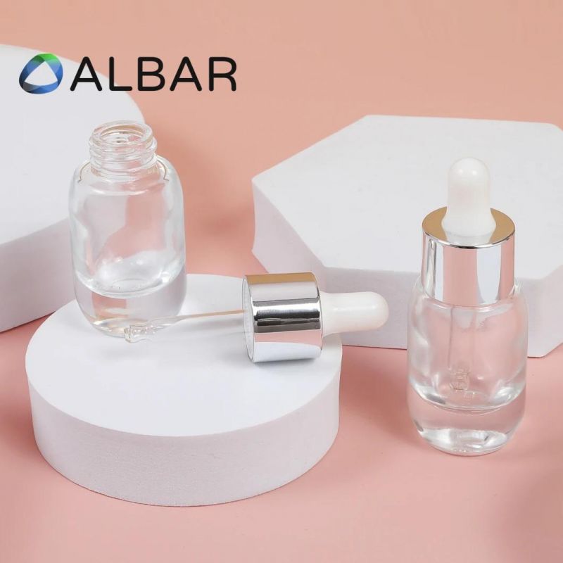 Press Pump Flat Bottom 20ml Hand Care Serum Oil Lotion Cosmetics Glass Bottles