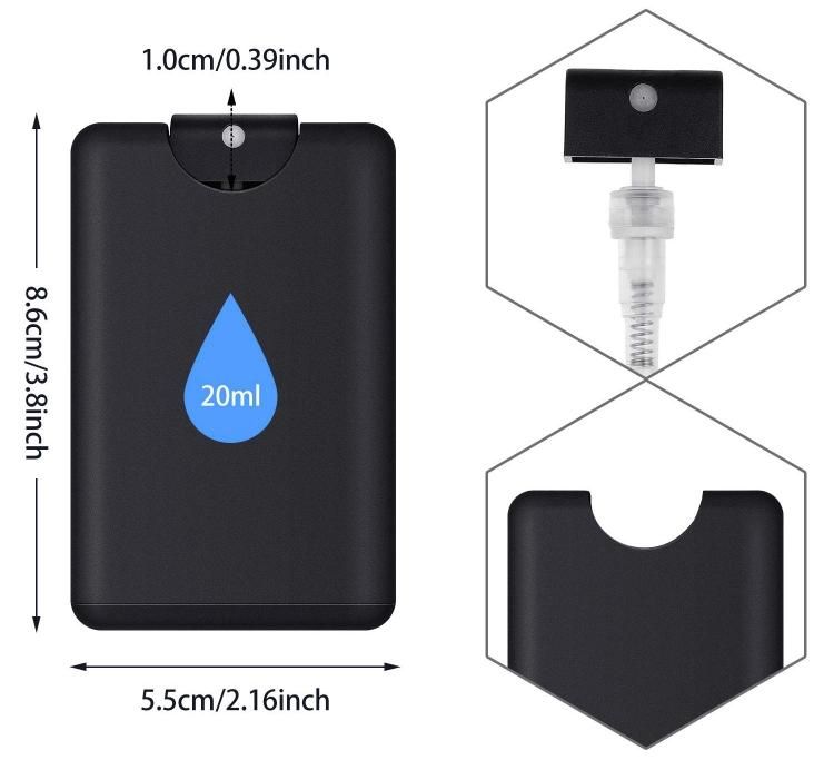 20ml Black White Pocket Portable Refillable PP Plastic Cosmetic Packaging Mini Mist Spray Perfume Bottle