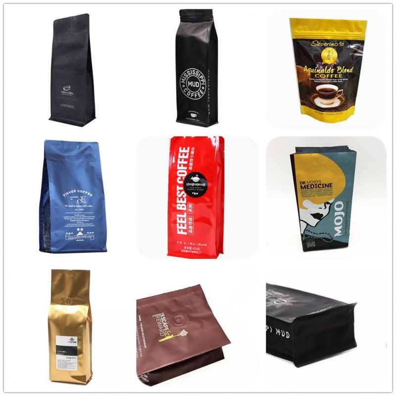 Aluminum Foil Ziplock Vacuum Rice Coffee Block Bottom Valve Tea Cookies Chips Food Storage Safe Plastic Pouch Packaging Bag