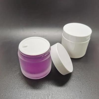 Hot Sale 100g Frosted Glass Cream Jar with White Lid Eco Friendly Cosmetic Containers