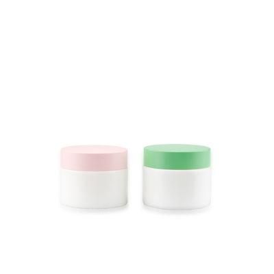 Custom Logo Wholesale 50 Ml Cosmetics Cream Skincare Frosted Clear Green Amber Glass Jars with Aluminium Metal Lid