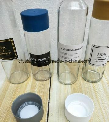 750ml Empty Round Transparent Voss Glass Bottle with Lid