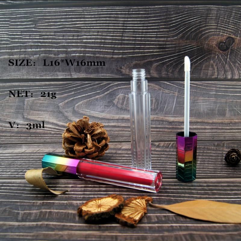 in Stock Fancy Colorful Holographic Lid 3ml Lipgloss Bottle Transparent Empty Lip Gloss Containers Tube with Applicator