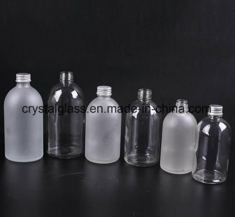 Round Frosted Glass Fruit Juice Bottle Drinking Glass Beverage Packing 350ml 500ml