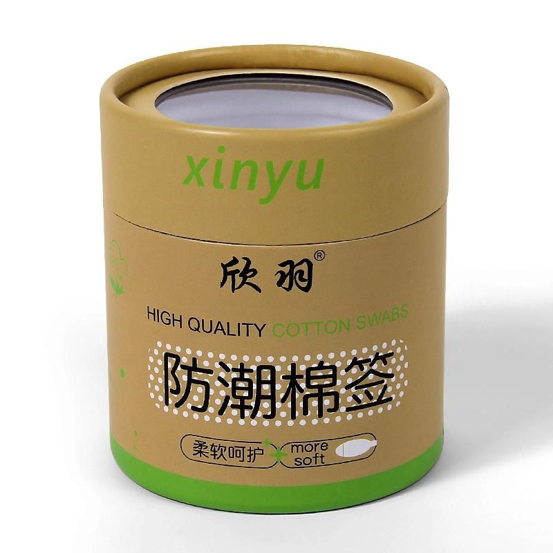 Custom Cotton Swab Round Cylinder Cardboard Box Packaging Paper Tube with PVC Windowon Side