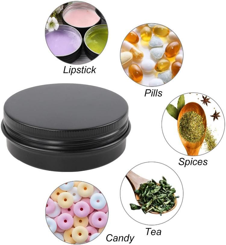 2 Ounce Aluminum Tin Jar Refillable Containers 60 Ml Aluminum Screw Lid Round Tin Container Bottle for Cosmetic, Lip Balm, Cream