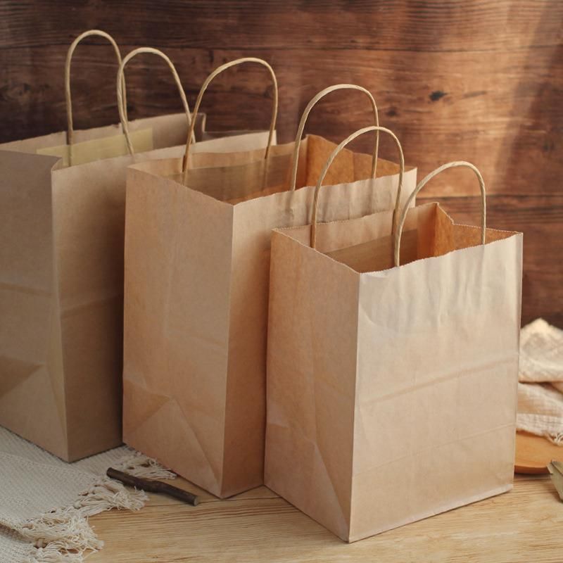 Custom Takeaway Packaging Bag Kraft Paper Bag with Handle for Shopping