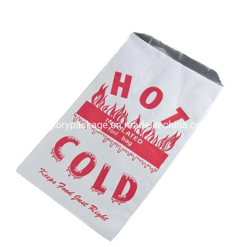 Custom Takeaway BBQ Fast Food Hot Dog Sandwich Burger Packaging Greaseproof Aluminium Foil Lined Chicken Kraft Paper Bag