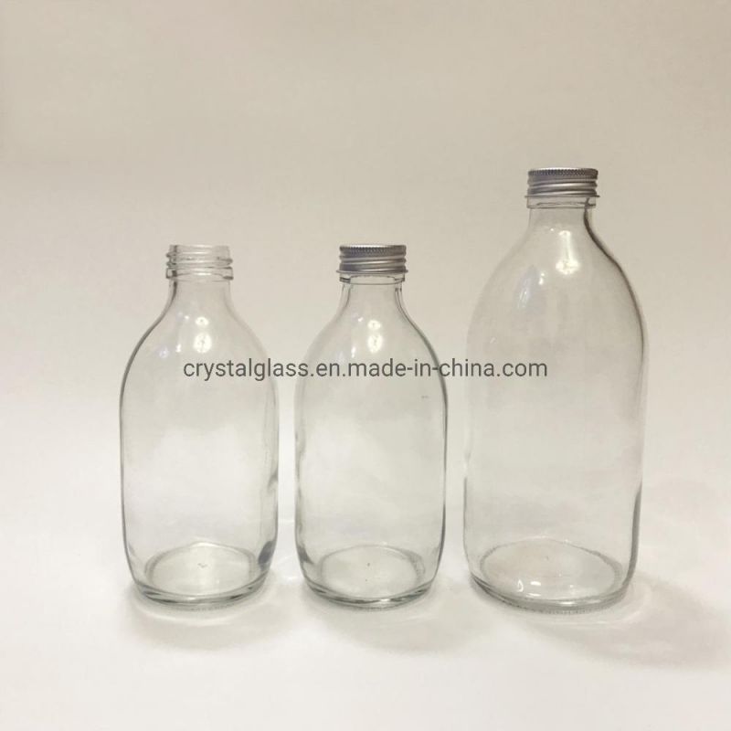 250ml 500ml New Design Round Glass Bottle with Cover for Milk Beverage Juice Packing Wholesale