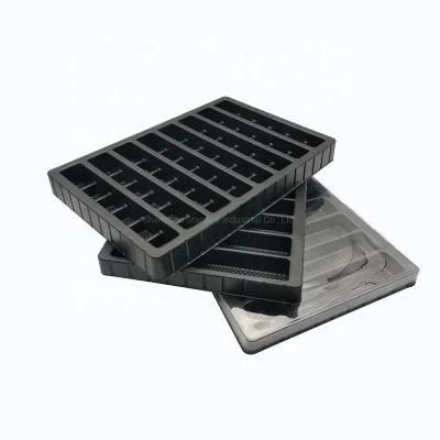 Food Grade Disposable Candy Chocolate Black Plastic PS Food Tray