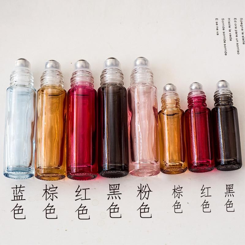 10ml High-Grade Colorful Roll on Bottles Tube Vials Containers for Essential Oils Aromatherapy, Perfumes and Lip Balms Thick Glass Massage Bottles