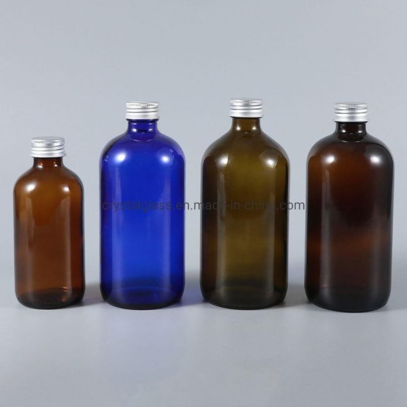 Boston Pharmaceutical Glass Bottle Amber or Blue Color Glass Medicine Bottle 250ml 500ml