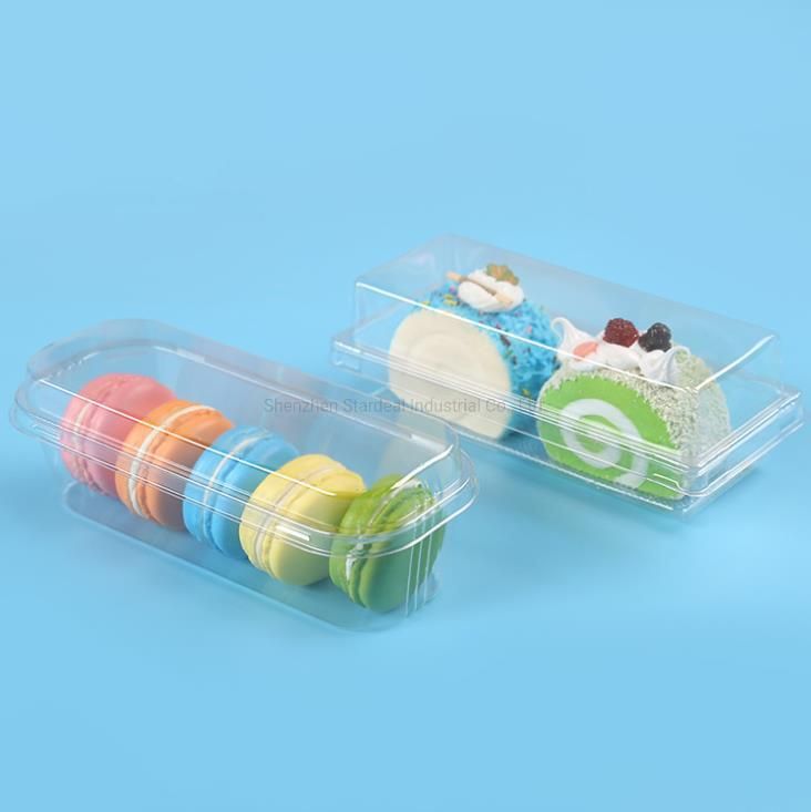 Custom Disposable Clear Plastic Packaging Rectangular Cake Box with Lid