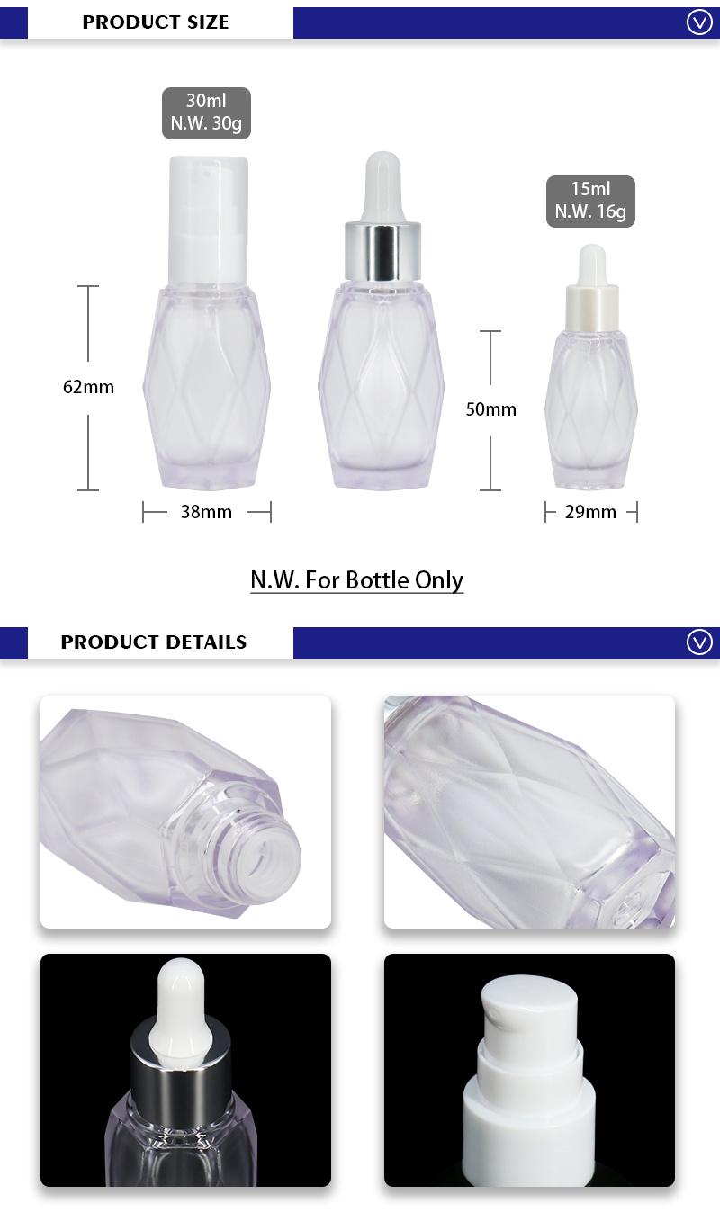 15ml 30ml Diamond PETG Dropper Bottles Perfume Mist Spray Bottle