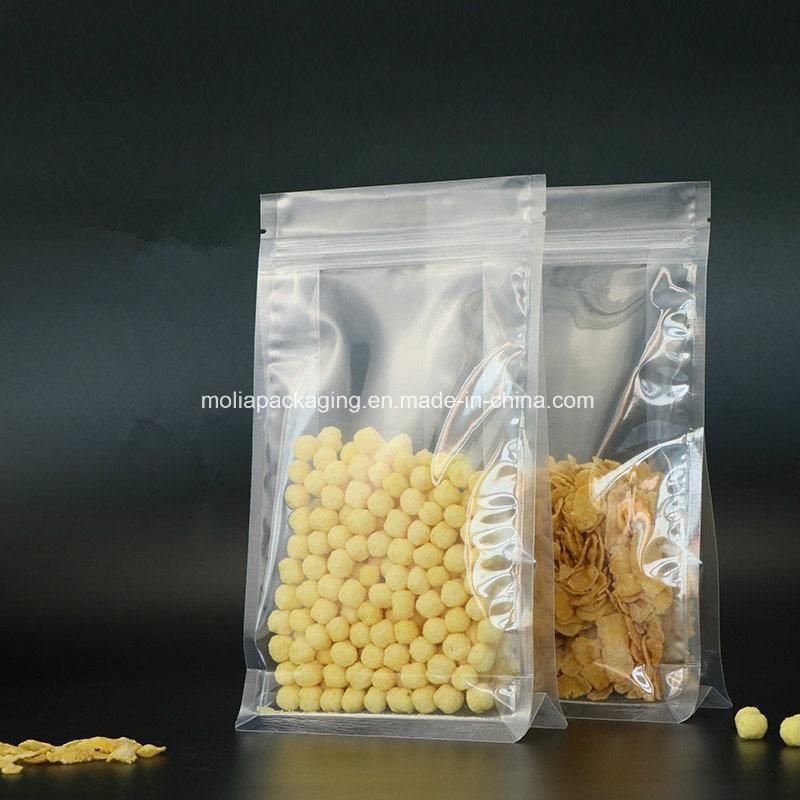 Stand up Clear Poly Bag Ziplock Flat Bottom Organ Bags Bellows Pocket for Bean Nuts Storage Heat Seal Plastic Doypack Zip Lock Pack Package Pouches