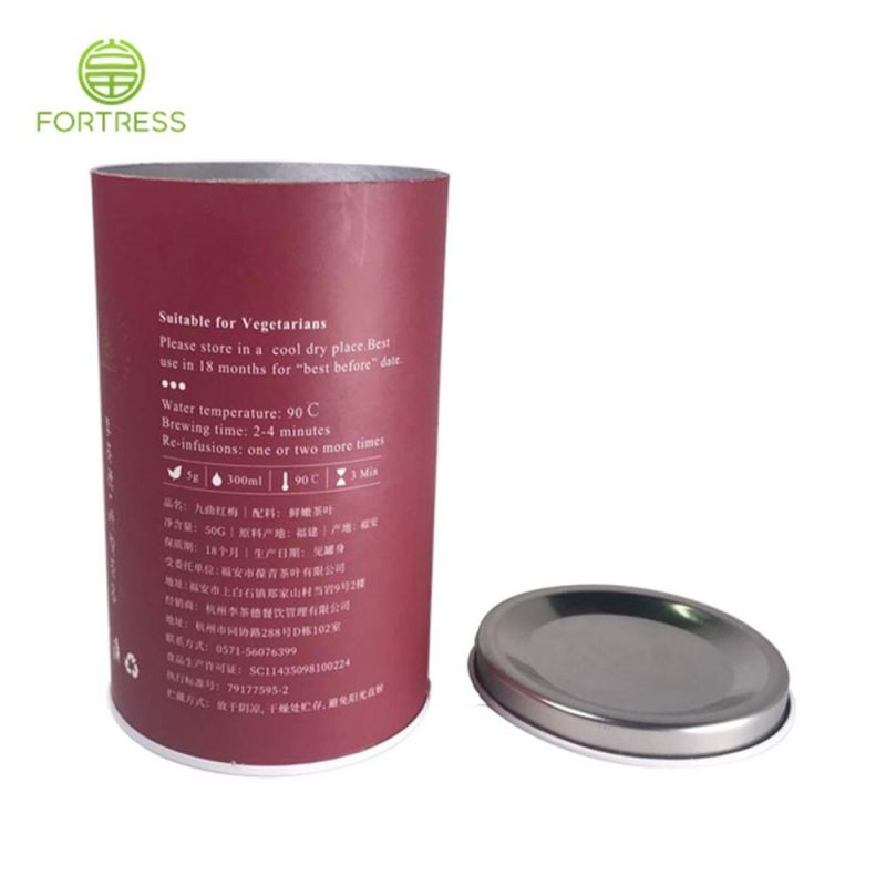 Metal Lid Loose Tea Powder Paper Tube