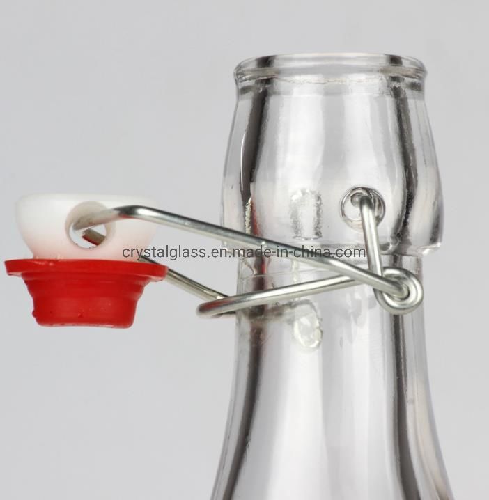 50ml 250ml 500ml Glass Sealing Bottle Clear Drink Bottle Round Wine Bottle of Fruit Juice with Swing Top