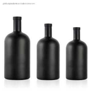 Food Grade 250ml 375ml 500ml 700ml 750ml Clear Round Empty Coated Glass Liquor Wine Spirit Vodka Whisky Gin Brandy Bottles with Customized Caps