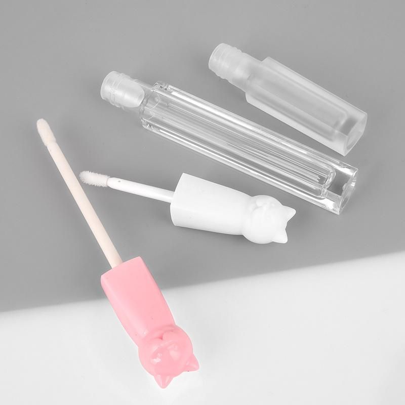 Popular Unique Pink White Lip Gloss Wand Tubes Cute Cat Shaped Empty Lipgloss Tube Packaging Private Label