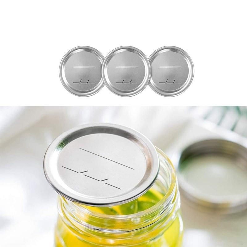 Custom Logo Regular Mouth 70mm Mason Jar Canning Lids, Reusable Leak Proof Split-Type Silver Lids with Silicone Seals Rings