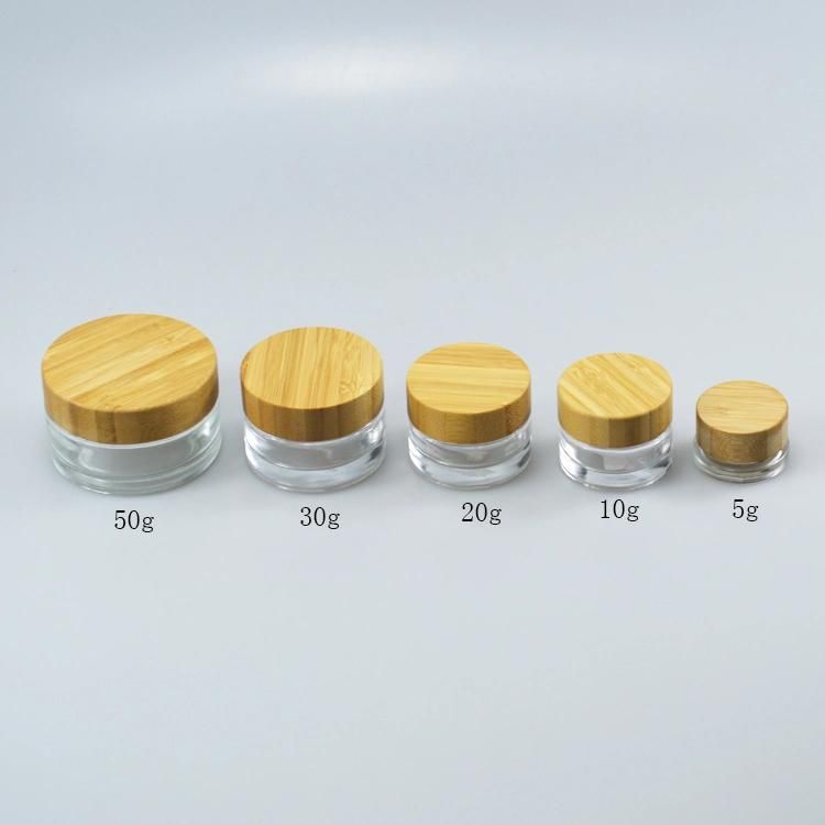 5g 10g 20g 30g 50g Cosmetic Bamboo Lid Glass Jar Face Cream Jar