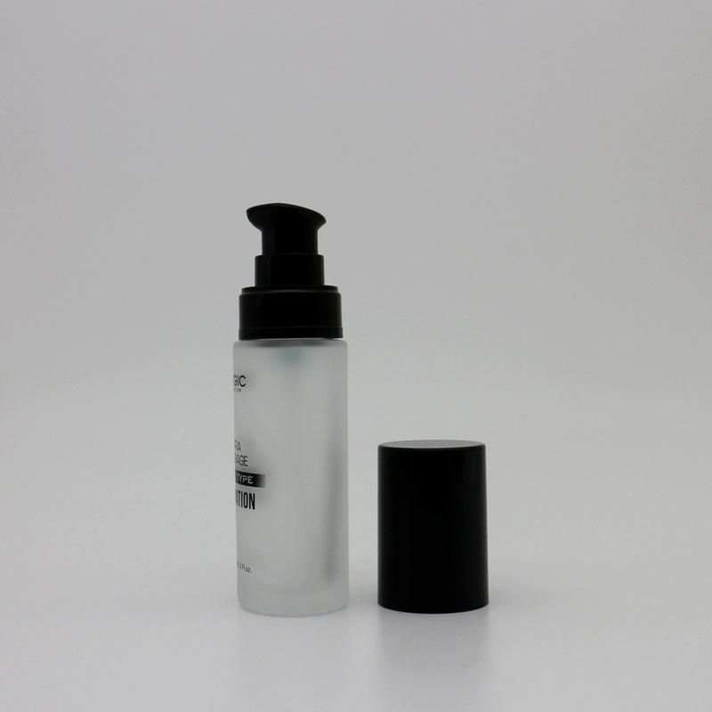 15ml Clear Glass Bottle with Pump and Over Cap for Foundation and Serum