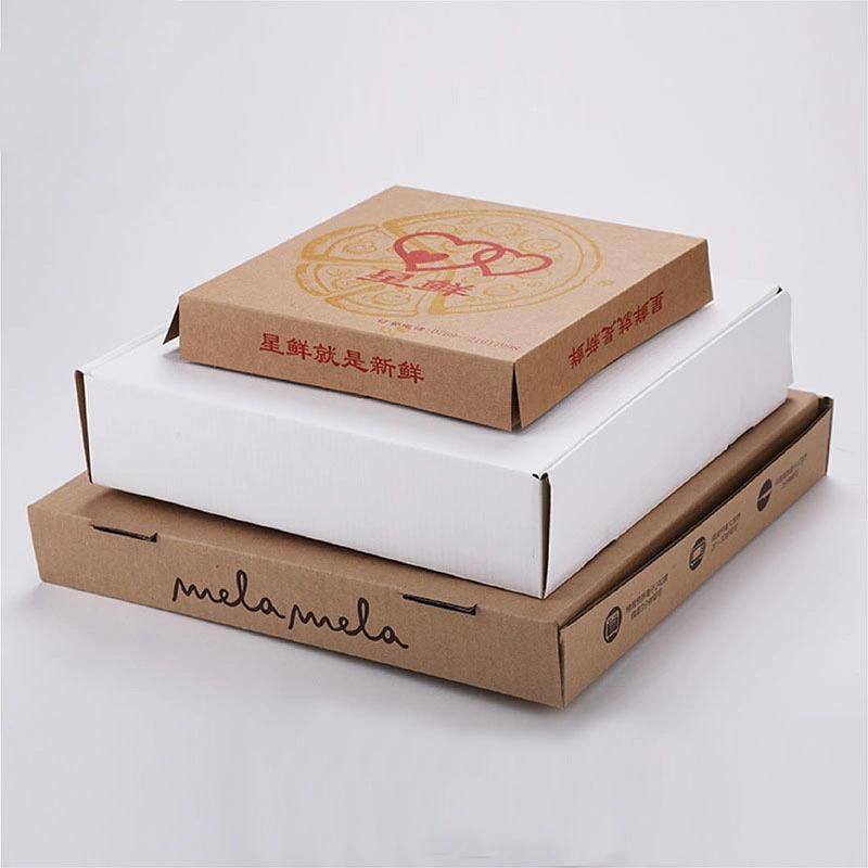 14" Kraft Paper Corrugated Pizza Boxes Take out Containers