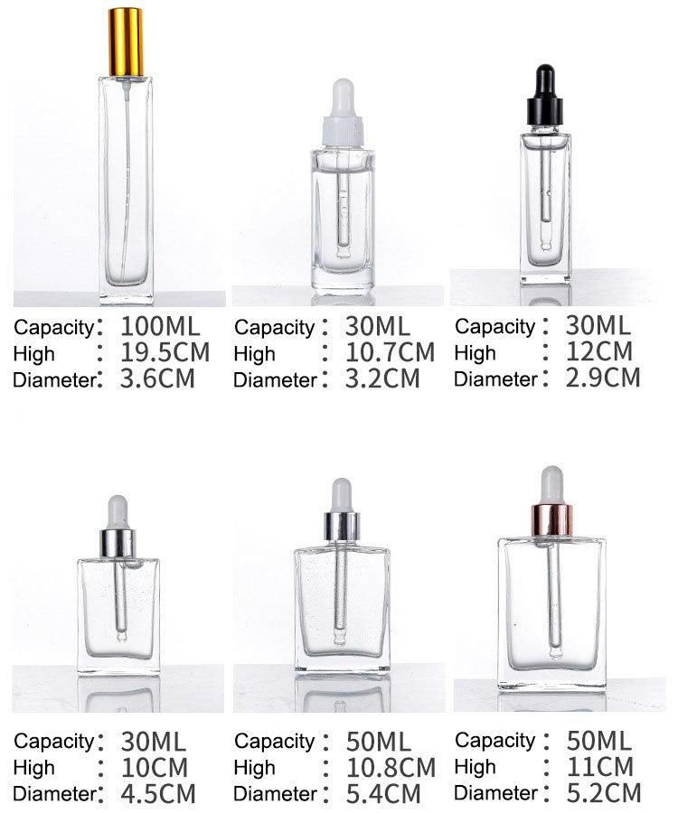 Cosmetics Personal Care Product 30ml, 50ml, 60ml, 65ml, 75ml, 80ml, 100ml Glass Bottle Empty Bottles