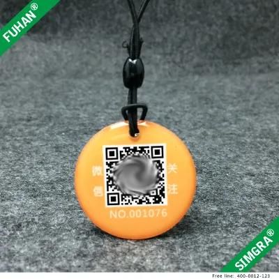 Customized Promotional QR Code Circle Epoxy Swing Hang Tag