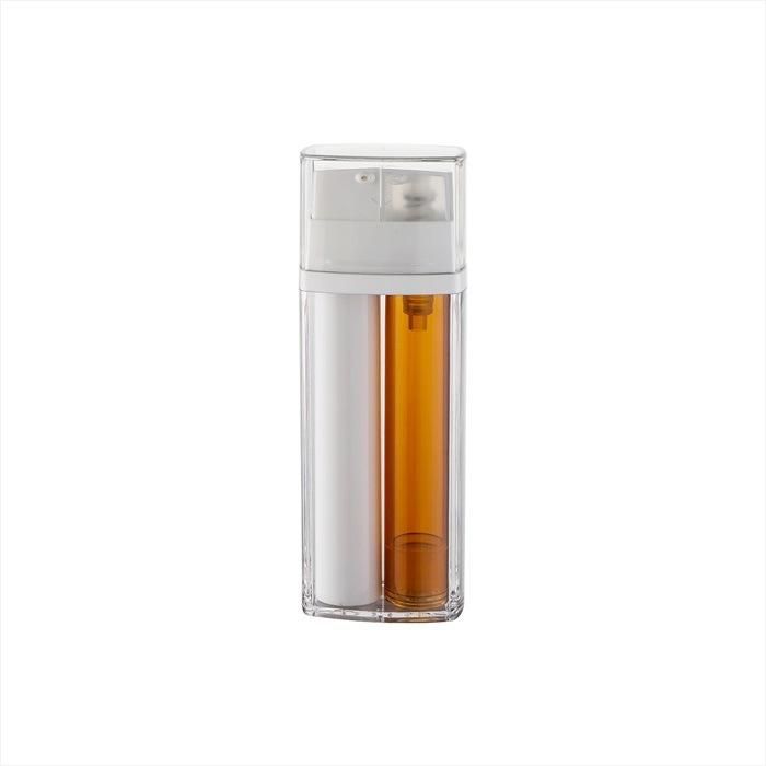 Luxury Cosmetic Dual Chamber Bottle Amber and White Color for Free Sample