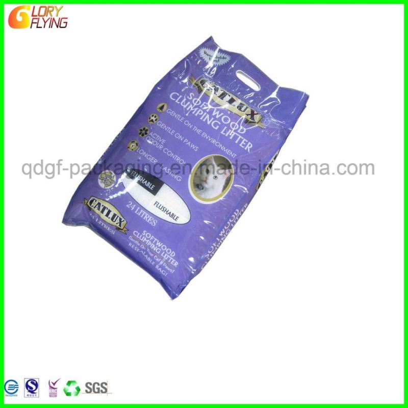 Cat Litter Bag Plastic Bag with Hard Plastic Handles and Zipper/Pet Food Packaging