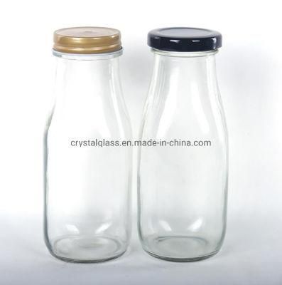 300ml 500ml Square Glass Fresh Milk Shake Yogurt Bottle with Tin Cover