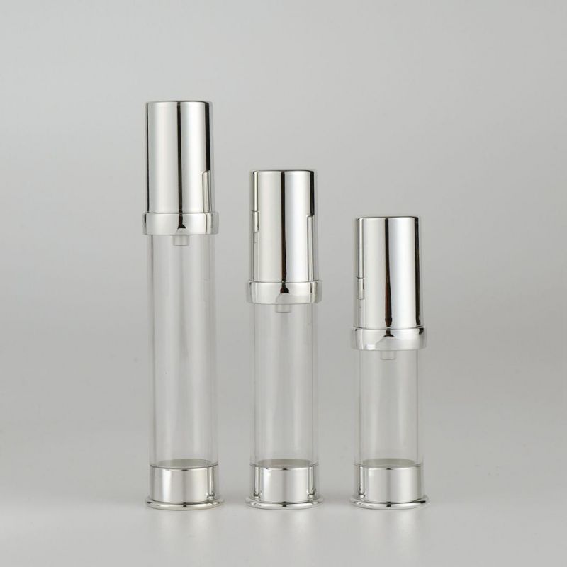 Silver in Stock 5ml 10ml 15ml Mini Atomizer White Head Mist Airless Spray Bottle Packaging Cosmetic Airless Pump Bottles