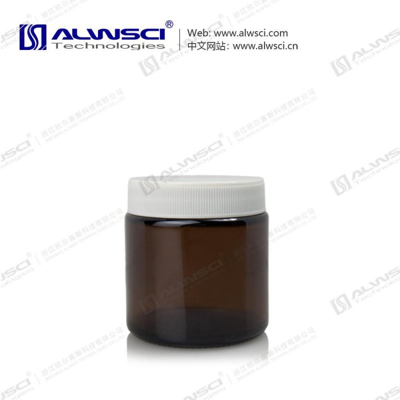 Alwsci 100ml Wide Mouth Amber Glass Soil Sampling Bottle with PP Cap and Septa