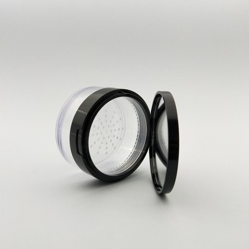 Round Black Compact Powder Case Loose Powder Case for Loose Powder Packaging