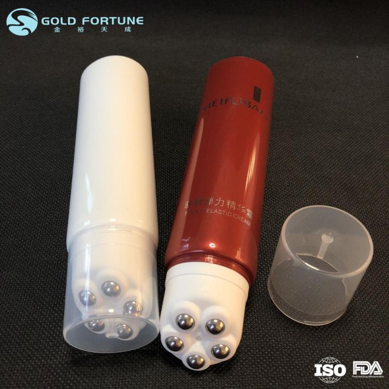 Empty Soft Squeeze Cosmetic Plastic Tube with Five Plastic Roller Ball Applicator for Skin Cream Massage Packaging