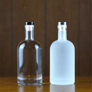 Crystal Round Spirit Glass Bottle with Polymer Cork Spirit Bottle Labels Frosted Spirit Bottle 750ml