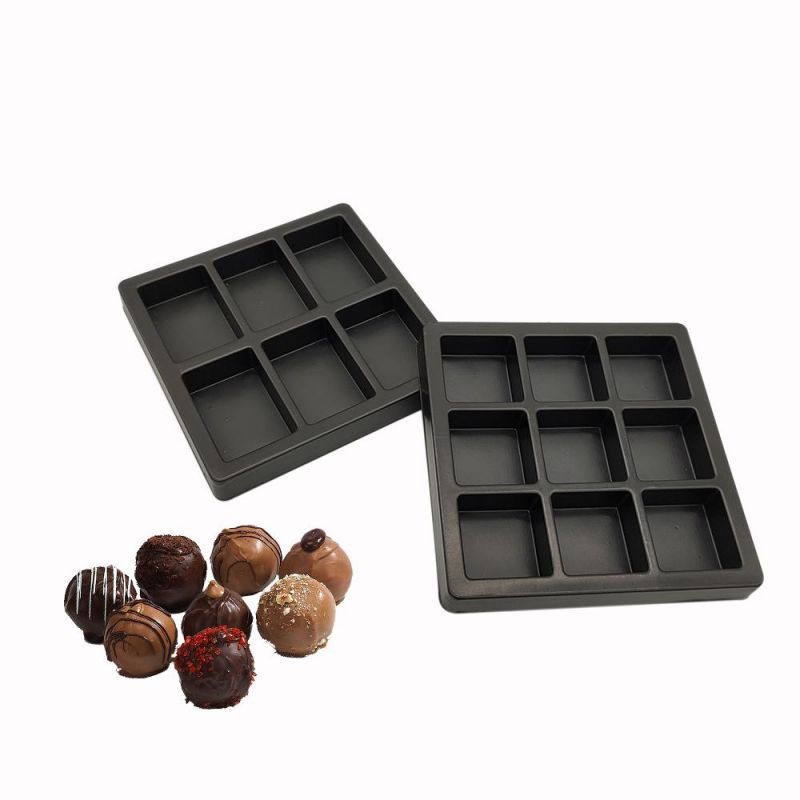 Custom PS Black Disposable Tray Food Packaging Plastic Chocolate Tray with Dividers