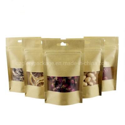 Food Packing Ziplock Kraft Paper Ziplock Bags with Window