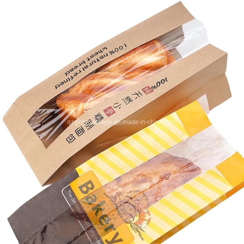 Heat Sealed PE Coated Kraft Paper Bag Sandwich Hamburger Wrapping Bags