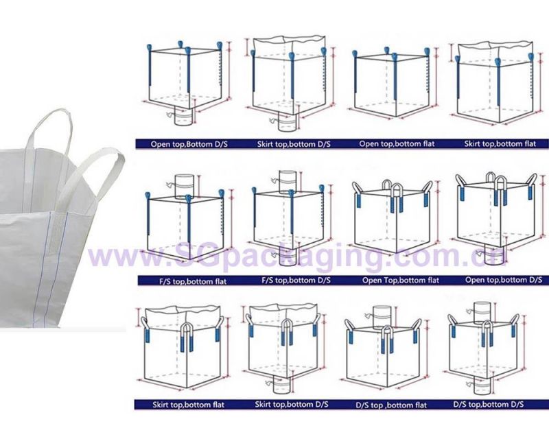 High-End FIBC Ton Big Bulk Bags with Duffle Funnel Bottom for Transportation