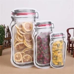 Wholesale Transparent Reusable Zip Lock Mason Jar Bags for Food Storage