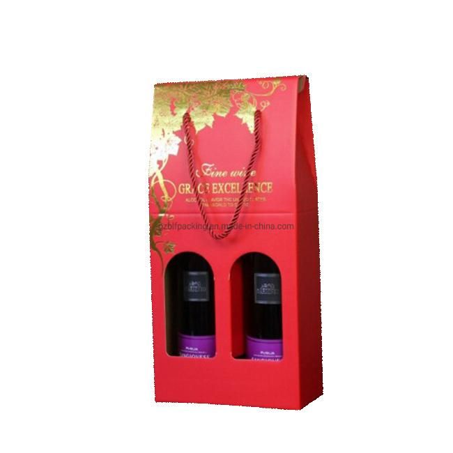 Kraft Corrugated Wine Glass Gift Packaging Box for 2 Bottle