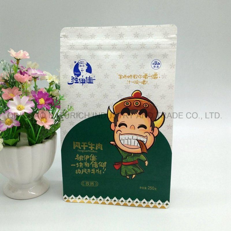 Stand up Kraft Snack Paper Packaging Bag Beef Jerky White Kraft Bag Dried Meat Packing Bag Food Bag