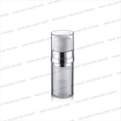 Luxury Transparent San Airless Lotion Bottle with Shiny Silver Pump